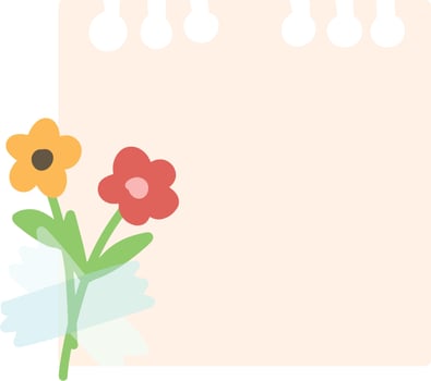 Cute floral notepad with flowers attached, perfect for notes and reminders. vector