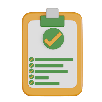 Shopping checklist retail 3d icon with green check marks on yellow clipboard symbolizing completed tasks and organized planning for efficient shopping and retail management png