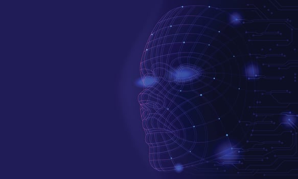 Futuristic digital face with tech background vector