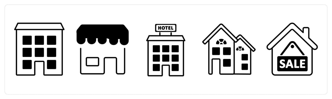 A set of 5 mix icons as flat, store, home in black color vector