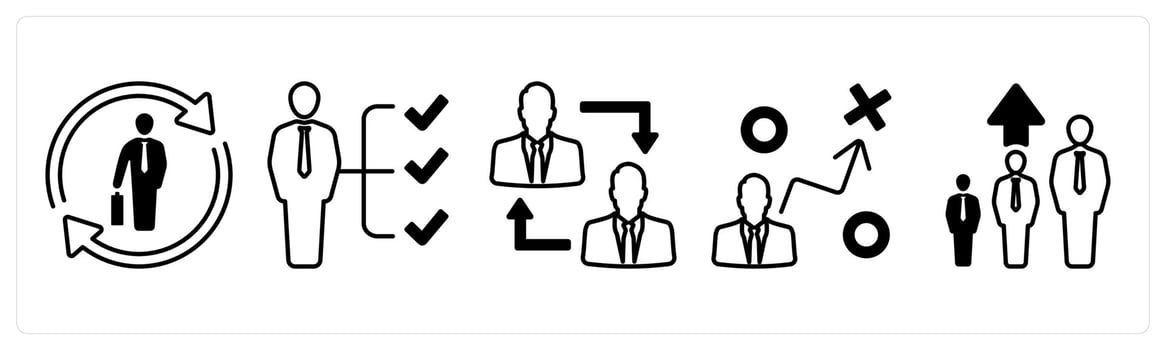 A set of 5 mix icons as ability, skills, teamwork in black color vector