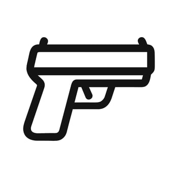Minimal Outline Style Handgun Sidearm Object Shape Icon Symbol vector