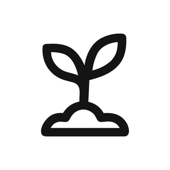 Simple Outline Sprout Growing from Soil Agriculture and Farming Icon vector