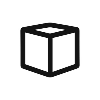 Minimalist Rounded Edge Cube Shape Icon for User Interface Design vector