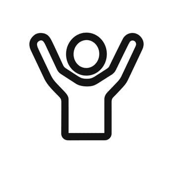 Minimalist Outline Stick Figure Joyful Celebration Character Icon Symbol vector