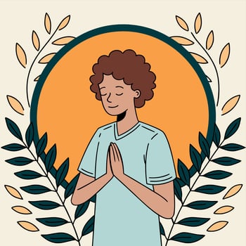 A man praying with his hands folded in front of him vector
