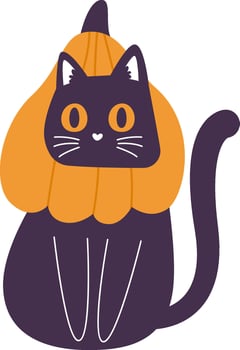 Cat Looking From Pumpkin vector