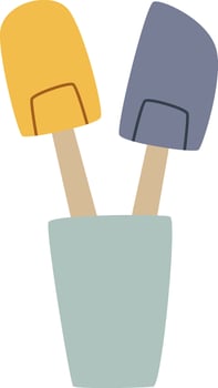 Kitchen Spatulas In Cup vector