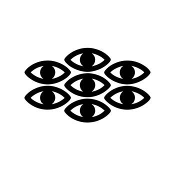 Mesmerizing pattern of stylized eyes in white outline creating a hypnotic, modern aesthetic png