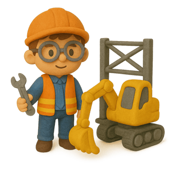 construction worker with a construction machine and a construction worker png