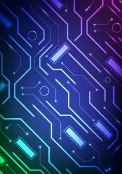 Digital technology circuit background. Design for circuit system chip microchip futuristic abstract internet of things and machine learning. vector