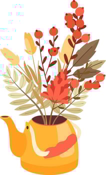 Floral Bouquet In Kettle vector
