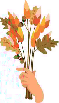 Hand Holding Floral Bouquet vector