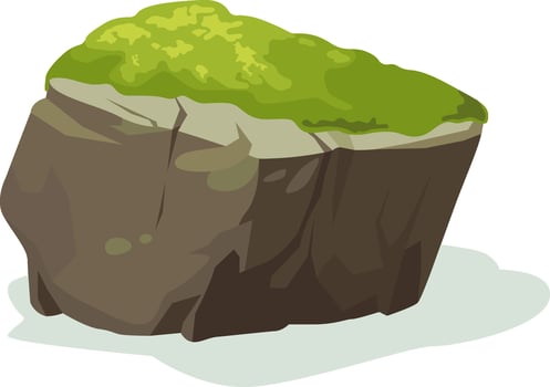 Moss On Old Gray Stone Flat Illustration Icon vector