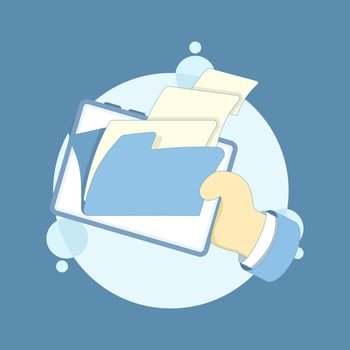 Hand holding digital files on tablet vector