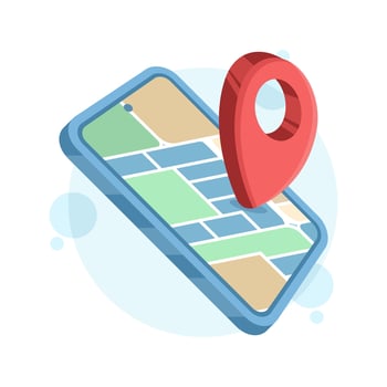 Smartphone map with location pin vector