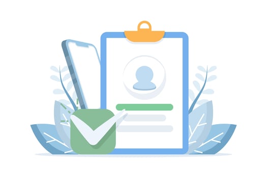 Illustration of a user successfully created or logged in. Successful account registration, online information registration. Filling out the online registration form. Successful account registration. vector