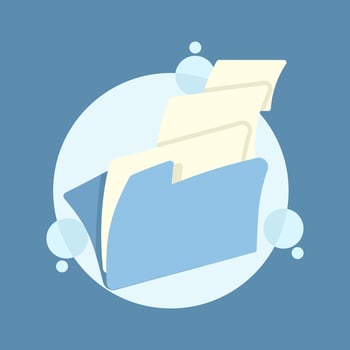 Blue folder with documents illustration vector