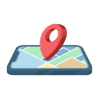 Smartphone with map and location pin vector