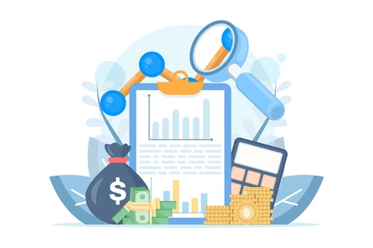 Illustration of financial tools and analysis vector