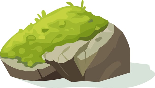 Moss On Old Gray Stone Drawn vector