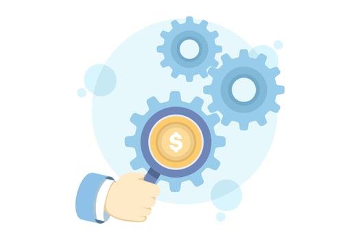 Financial analysis illustration with gears vector