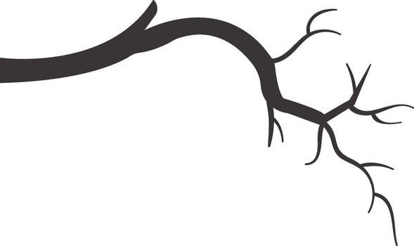 Tree Branch Silhouette Flat Illustration Hand Drawn Icon vector