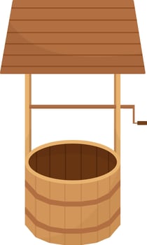 Wooden Water Well Flat Illustration Hand Drawn Icon vector