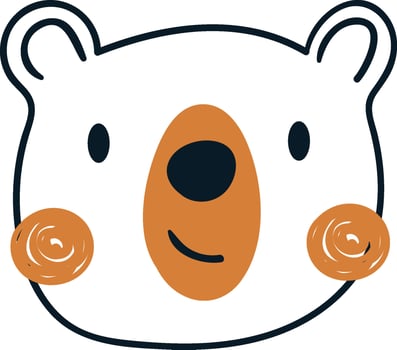 Childish Bear Head Flat Illustration Hand Drawn Icon vector