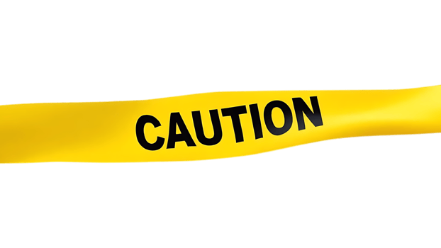 Yellow caution tape with black lettering. Warning, danger, safety. png