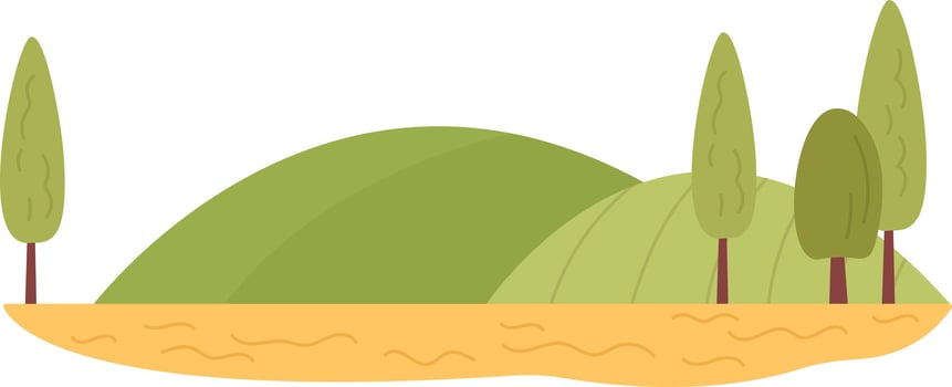 Field With Trees Landscape Drawn Icon vector