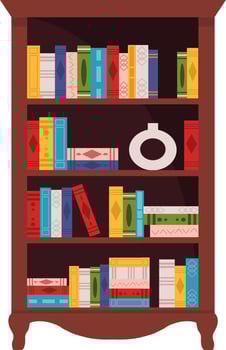 Wooden Bookcase With Books Illustration vector