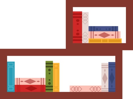 Wooden Bookcase With Books Icon vector