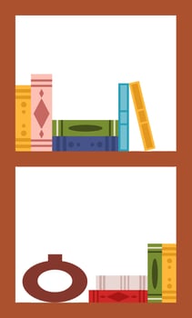 Wooden Bookcase With Books Drawn Icon vector