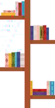 Wooden Bookcase With Books Hand Drawn vector