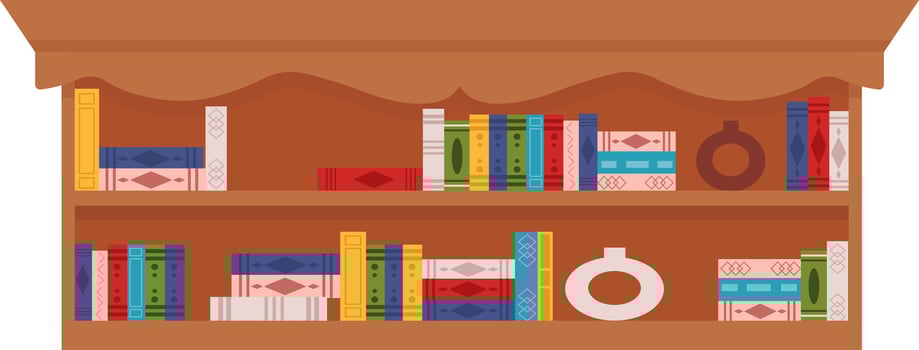 Flat Illustration Wooden Bookcase With Books vector