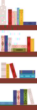 Flat Illustration Hand Drawn Icon Wooden Bookcase With Books vector