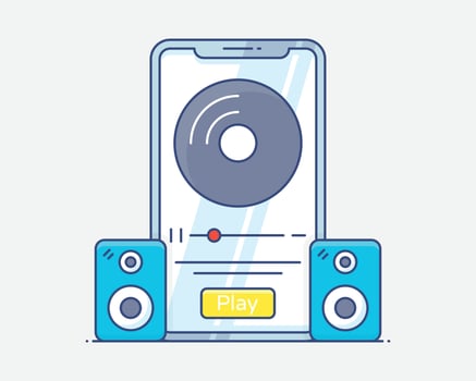Smartphone Music Player with Speakers and Play Button vector