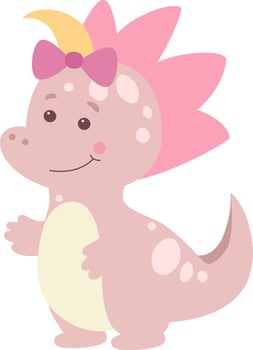 Childish Girl Dinosaur Baby Illustration vector