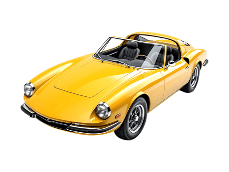 Vintage yellow sports car, classic design, luxury vehicle. png