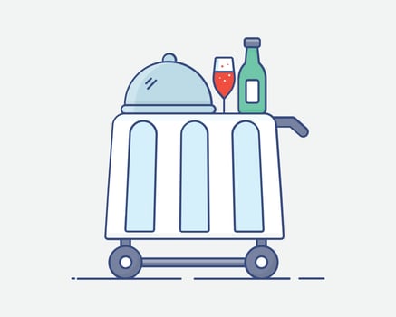 Room Service Food and Beverage Cart Icon vector