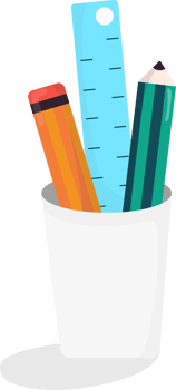 Stationery with Pencil and Ruler in Container png