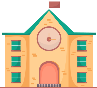 School Building with Clock png