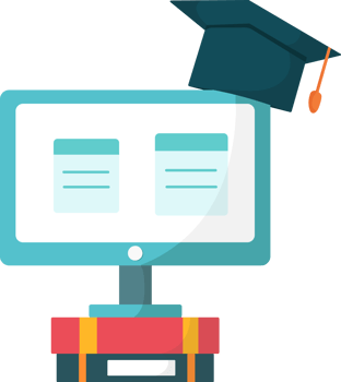Online Learning with Graduation Cap and Books png