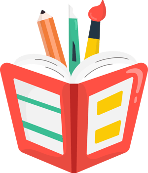 Illustration of Art Tools in a Book png