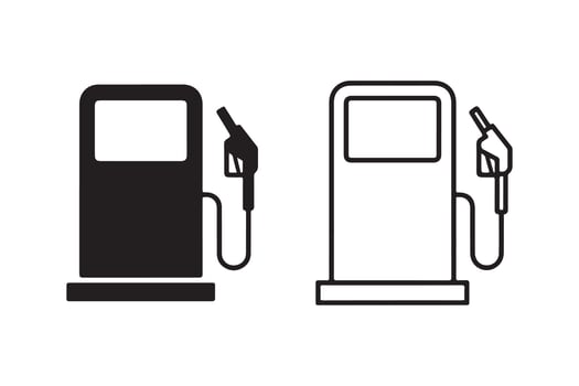 Gas Station Pump Icon Set in Black and White Simple Graphic Design Fuel Industry Energy Resource Petrol Station Concept vector