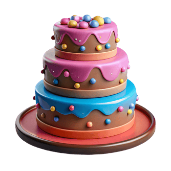 Whimsical Three Tier Cake, Fun Birthday Celebration, Colorful Confectionery Art, Festive Treat Transparent Background png