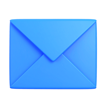 Light blue envelope for digital communication on transparent background png