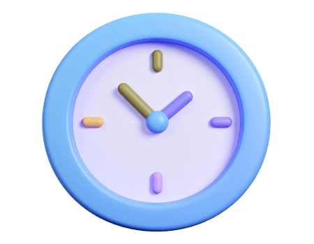 Pastel colored clock showing time on transparent background png