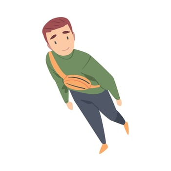 Going and Walking Man Character Looking Up Top View Illustration vector